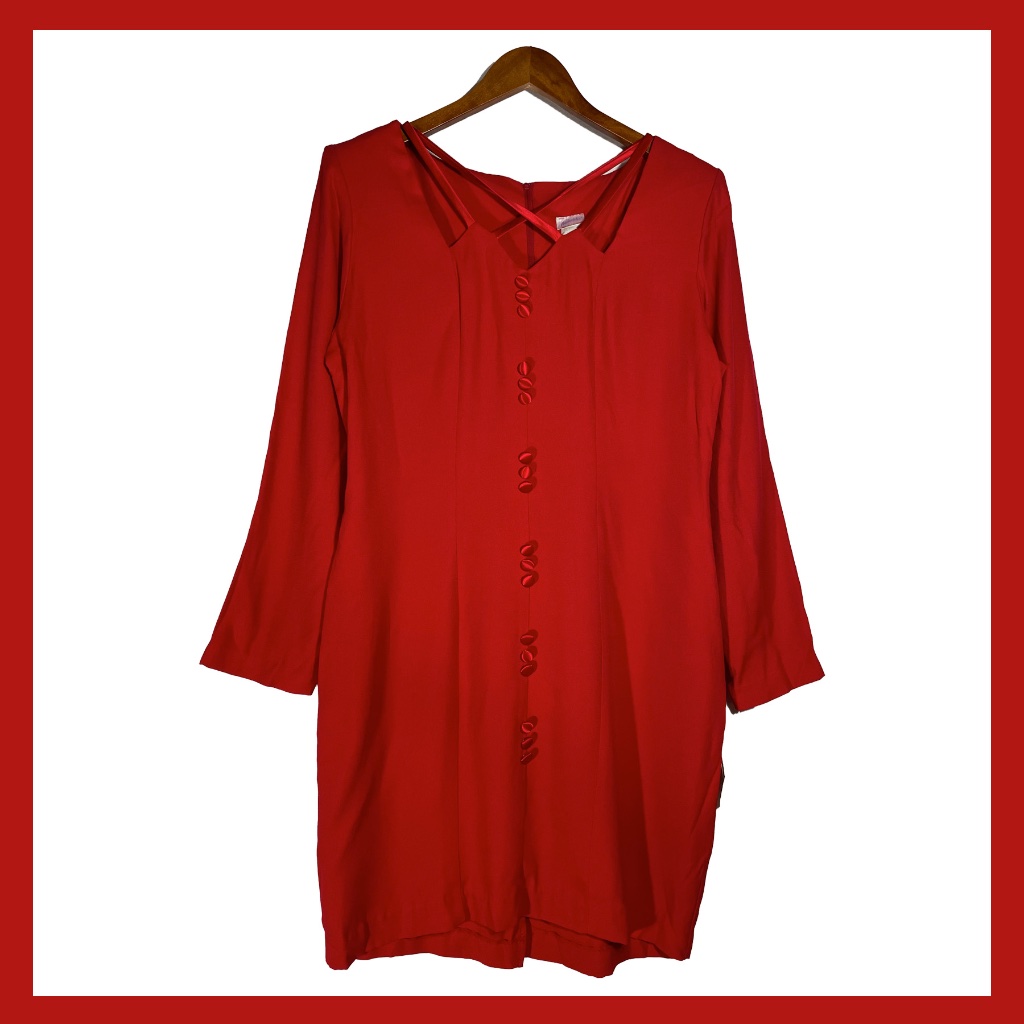 Nwt Nos Vintage Fredrick's Of Hollywood Cherry Red Dress Bodycon Sexy 80s 90s